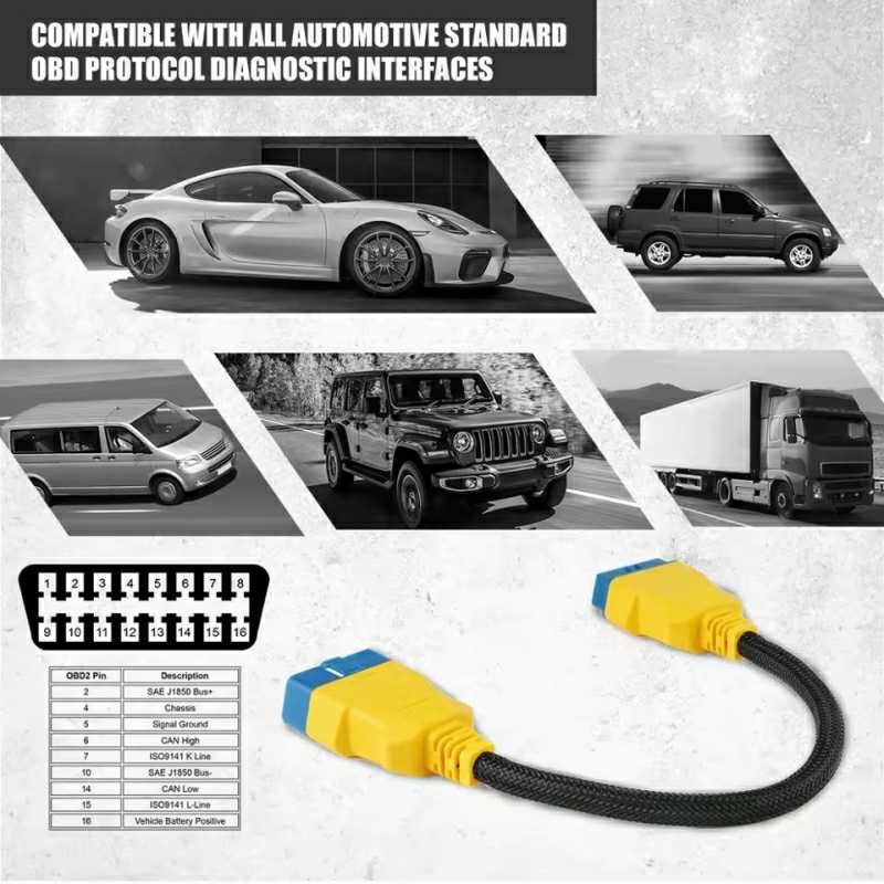 Кабель-удлинитель 36 см OBD2 launch thinkcar XTOOL OBDSTAR Avtel, Душанбе