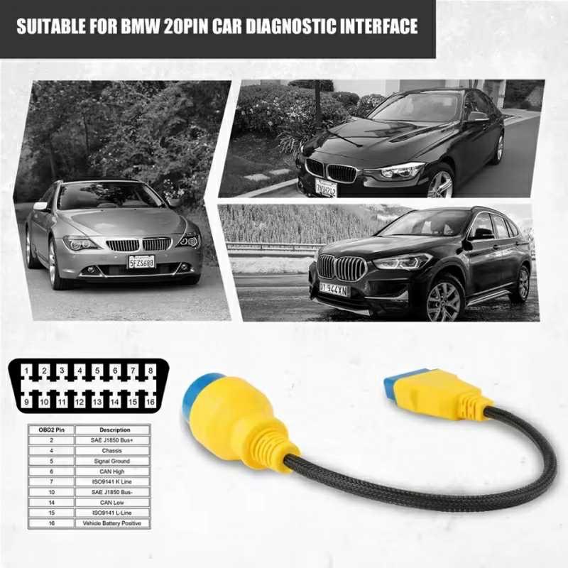 Переходник для диагностики 40 см OBD2 BMW 20 pi launch thinkcar Avtel OBDSTAR, Душанбе